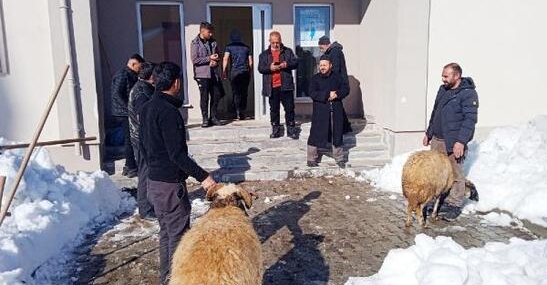 Van’da kar yağışını kurban keserek karşıladılar