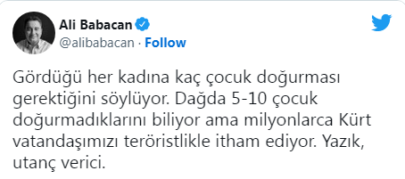 Erdoğan’ın ‘PKK’lilerin 15 çocuğu’ var söylemine tepkiler büyüyor - ali babacan