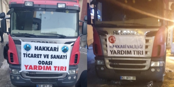 Hakkari Valiliği yardım Tır’ına kendi pankartını astı!