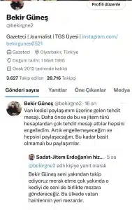 Gazeteci Bekir Güneş’e sosyal medyadan ‘ölüm’ tehditleri - ttttt