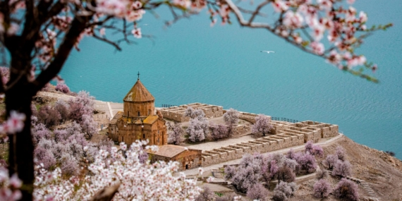 Akdamar Adası bahar renklerine büründü-video